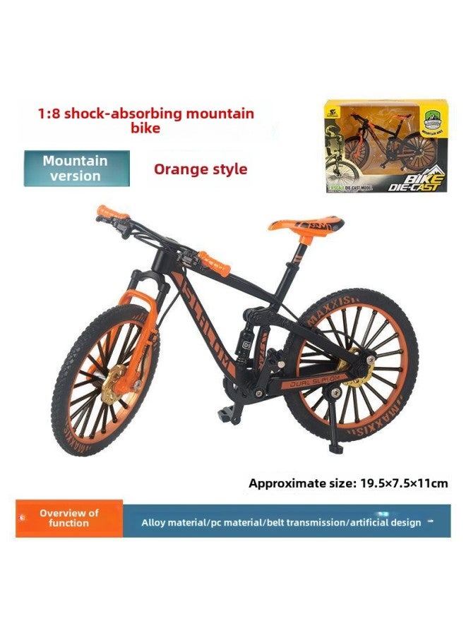Alloy Bicycle Model Simulation Mountain Bike Speed Drop Car Road Bike Bicycle Ornaments Gift Toys Wholesale-Color:【color Box】 Shock Absorbing Mountain Bike Orange Black - Image 1