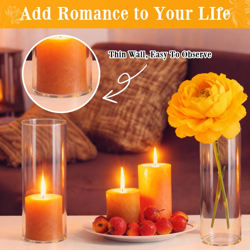 Tigvio 12 Pack 6.5"" Tall X 2.4"" Diameter Clear Glass Cylinder Vases-Flower Vases For Centerpieces  Hurricane & Floating Candle Holders For Weddings  Parties  Home Decor Table Displays - Image 4