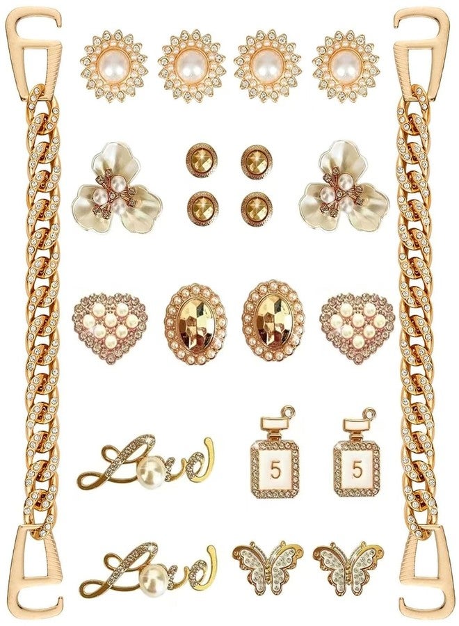 vshougou Bling and Letter Shoe Charms for Clog Decoration,Cute Charms Accessories for Gift, Bling-A, Pearl, No Gemstone - Image 1