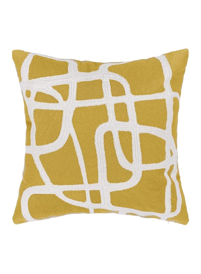 Zaboon Donetella Cushion Cover 45X45 Cm 18X18 Inch Throw Pillowcase With Beautiful Embroidered Abstract Art Cushion Case Suitable For Sofa Bed Living Room And Couch Without Filler Yellow - Image 1