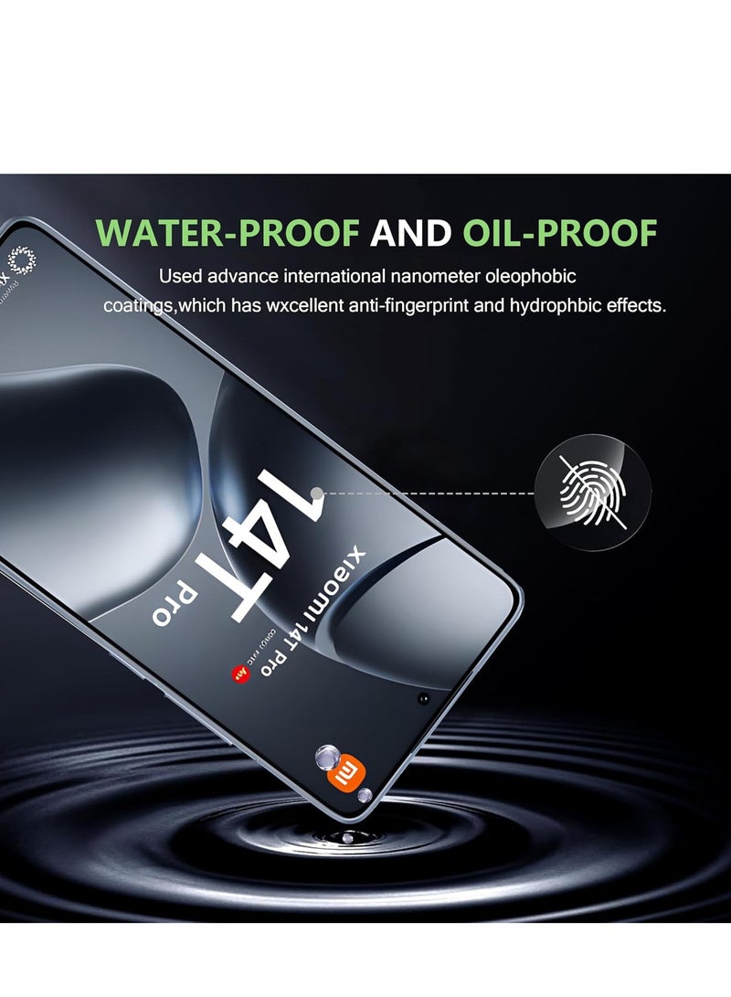 2+2 Pack Screen Protector for Xiaomi 14T Pro Screen Protector, with Camera Lens Protector 9H Hardness Tempered Glass Bubble Free Anti-Scratch Anti-Fingerprint - Image 4
