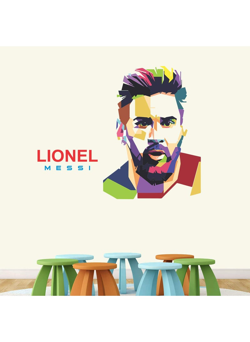 StickMe - StickMe 'Lionel Messi - Football - Sports - Inspiration - Colorful - Warp - Art - Creative Wall Sticker ' -SM587 (Multi Colour, Vinyl - 60cm X 60 cm) - Image 1
