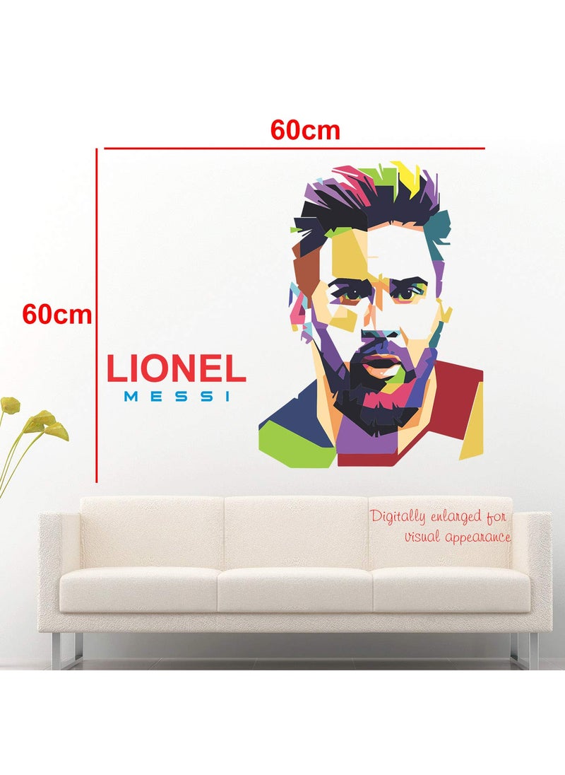 StickMe - StickMe 'Lionel Messi - Football - Sports - Inspiration - Colorful - Warp - Art - Creative Wall Sticker ' -SM587 (Multi Colour, Vinyl - 60cm X 60 cm) - Image 1