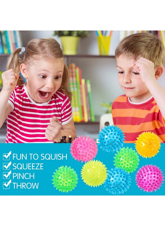 Zhanmai 8 Pack 2.55 Inch Light Up Bouncy Ball Spiky Rubber Light Up Led Spiky Balls Strobe Flashing Lights Sensory Toy Builder Blinking Sensory Stress Ball Therapy Balls For Party Favors Student School  - Image 2