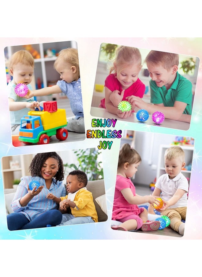 Zhanmai 8 Pack 2.55 Inch Light Up Bouncy Ball Spiky Rubber Light Up Led Spiky Balls Strobe Flashing Lights Sensory Toy Builder Blinking Sensory Stress Ball Therapy Balls For Party Favors Student School  - Image 4