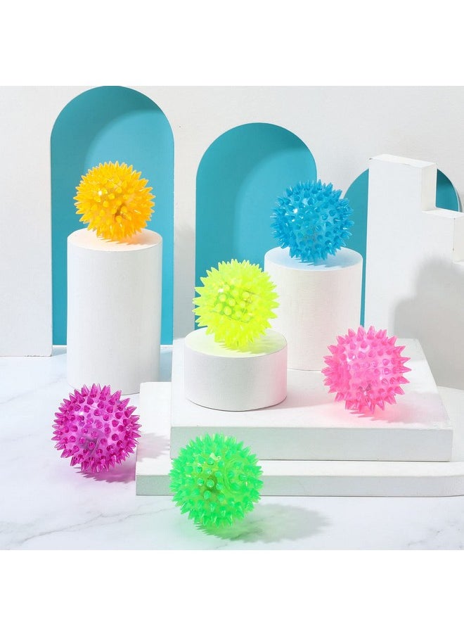 Zhanmai 8 Pack 2.55 Inch Light Up Bouncy Ball Spiky Rubber Light Up Led Spiky Balls Strobe Flashing Lights Sensory Toy Builder Blinking Sensory Stress Ball Therapy Balls For Party Favors Student School  - Image 5