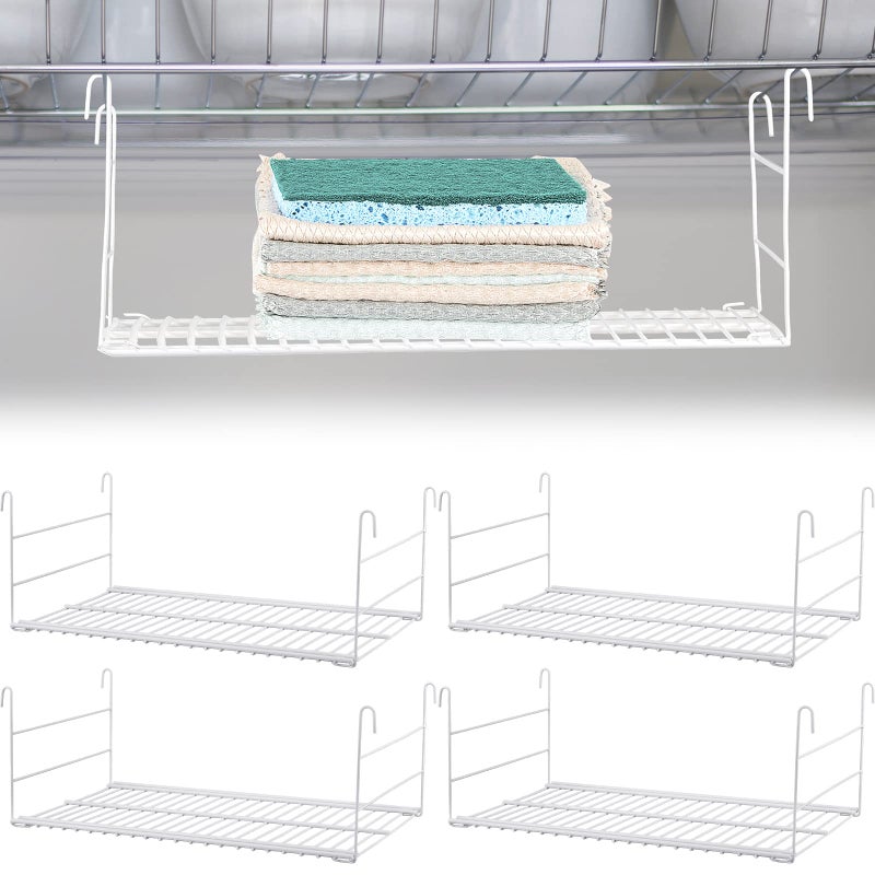 Amylove أمي لوف 4 قطع 147 بوصة رفوف تخزين معلقة من السلك منظم خزانة رفوف تخزين معلقة ملحقات لخزانة غرفة التخزين الحمام باللون الأبيض