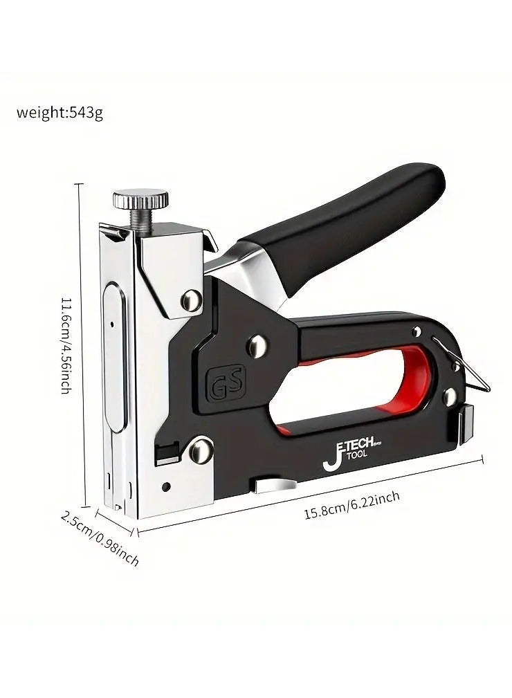 GS Multi-Purpose Steel Stapler, 4 in 1 Steel Nail Gun, Pneumatic Woodworking and Repair Tool, Adjustable Staple Remover Tool, for Straight and U-Shaped Nails with 600 Assorted Staples - Image 3