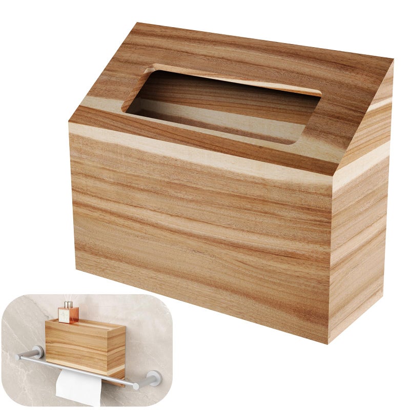 ان اي هوم غطاء علبة مناديل من خشب الأكاسيا من NiHome لمناديل كلينكس، تصميم سهل التعبئة بسحب من الأسفل، حامل مناديل مزدوج الوظائف، يمكن وضعه بشكل عمودي أو مقلوب، مع سطح مانع للانزلاق وتخزين آمن للحمام والمطبخ وغرفة النوم - Image 1