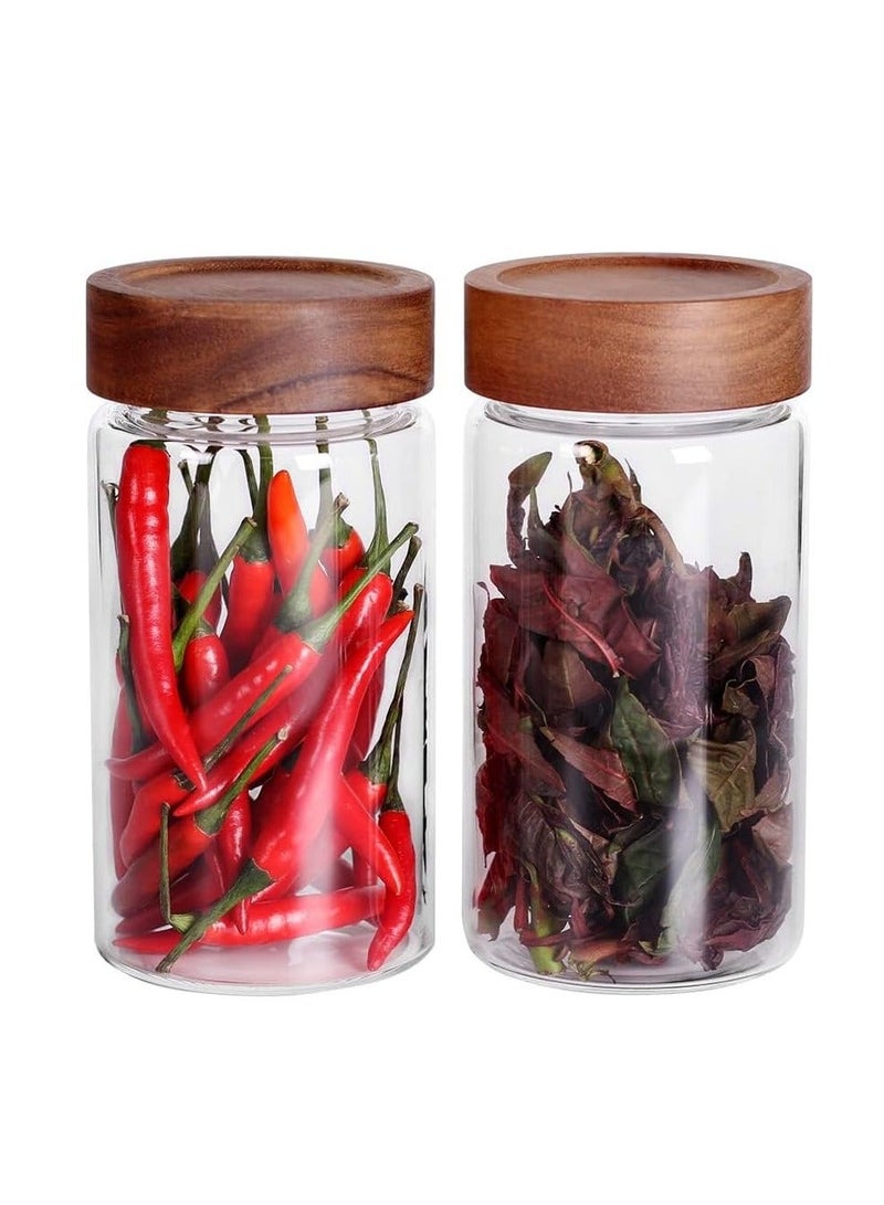 Generic - Glass Storage Jars with Lid, 20 OZ Kitchen Food Storage Jar, Glass Food Canisters for Candy, Cookie, Rice, Coffee Beans, Snacks, Spices, 2Pcs - Image 1