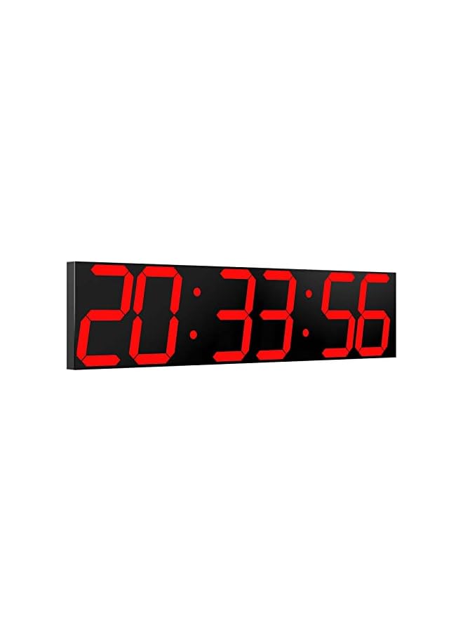 The Bros Digital Wall Clock, Oversize Led Digital Clock with Auto Dimmer, Huge Countdown Timer with Remote Control, 27in Wide Led Display, 6 Digits, Wall Mount, Date and Temperature (Red)  - Image 2