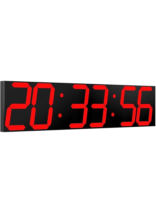 The Bros Digital Wall Clock, Oversize Led Digital Clock with Auto Dimmer, Huge Countdown Timer with Remote Control, 27in Wide Led Display, 6 Digits, Wall Mount, Date and Temperature (Red)  - Image 1