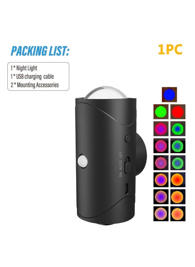 Atmosphere Nightlight Charging Intelligent Induction Magnetic Magic Multi-scene For Long Battery Life-Power Supply:HL-016A-Light Color:Black Colorful Atmosphere Table Lamps (1 Pack)  - Image 1