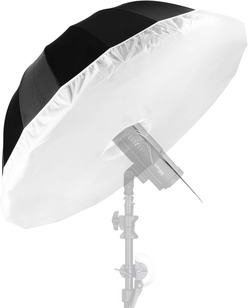 Selens Parabolic Umbrella and Diffuser Photography Lighting, 65 Inch Black Silver Reflective Deep Umbrella for Photo Studio Flash Speed Light - Image 1