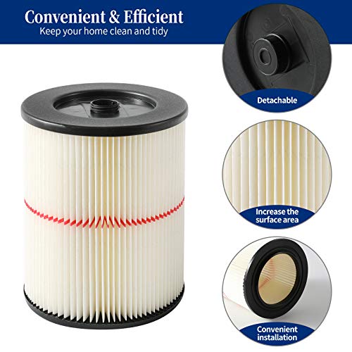 Gazeer 2 Pack Red Stripe Cartridge Filter Compatible with Craftsman 17816 9-17816 Wet Dry Vac fit 5 Gallon and Larger Vacuum Cleaner - Image 3