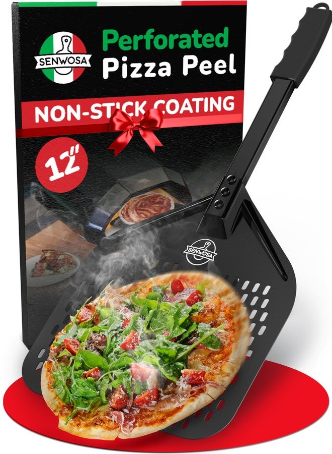 Senwosa Non-stick Pizza Peel 12 inch - Excellent Slide-Off & Easy Cleanup - Perforated Metal Base with Safe Ceramic Coating - Image 1