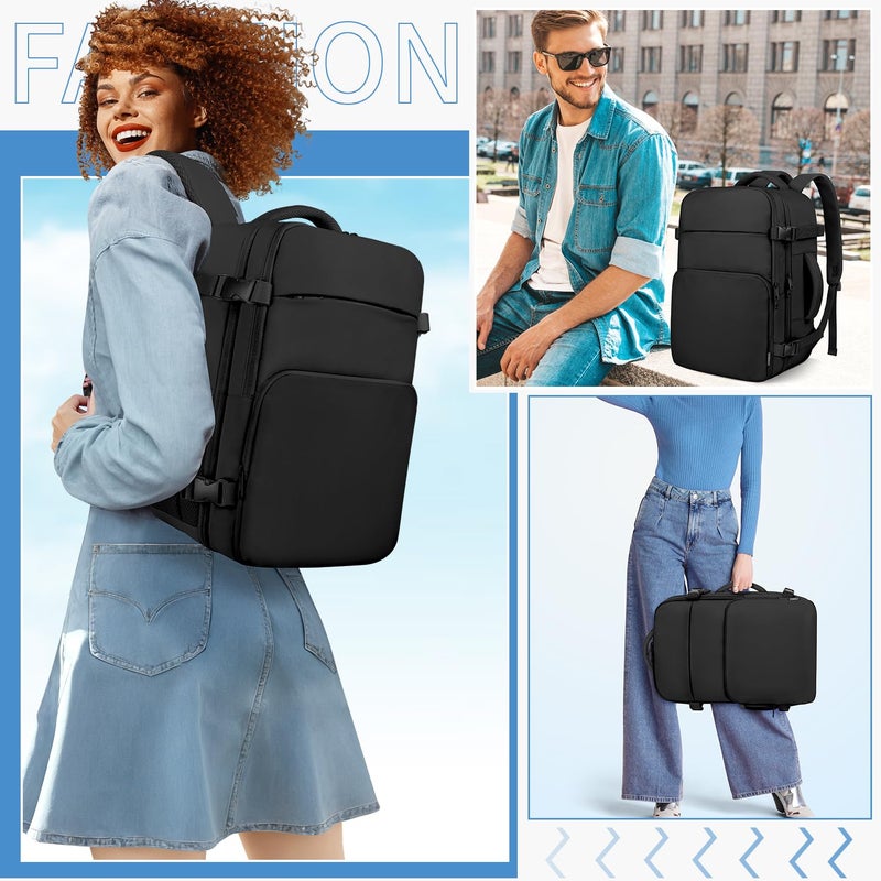 ZOMFELT Travel Backpack for Women Men, Carry on Backpack, TSA 15.6 inch Laptop Backpack Flight Approved, Personal Item Travel Bag Nurse Bag Casual Daypack for Weekender Business Trip, Black - Image 5