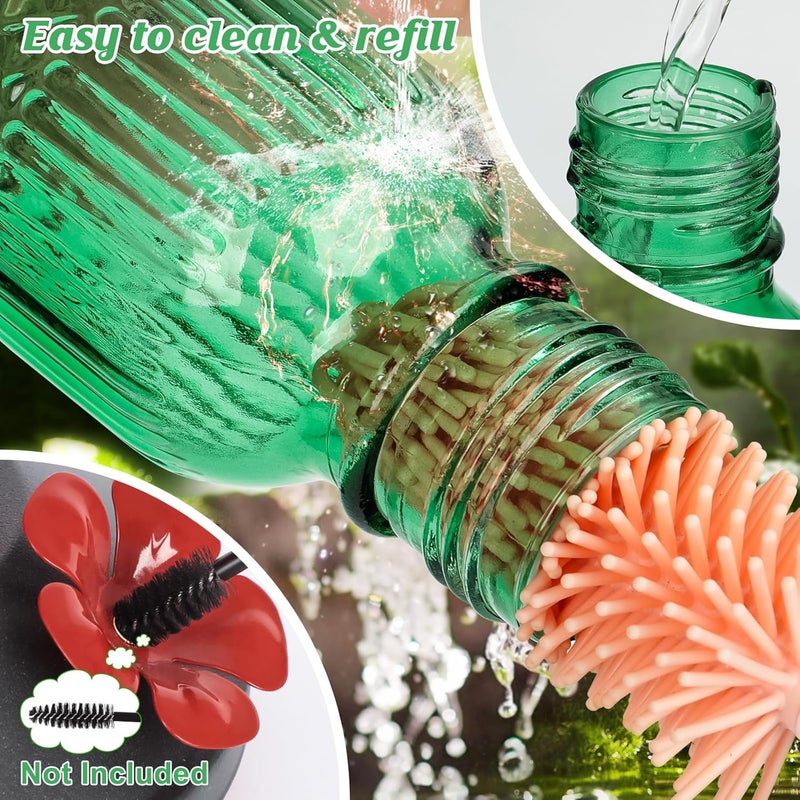 FEED GARDEN مغذي طيور الطنان الزجاجي من فيد جاردن، سعة 16 أونصة، مع حوض مقاوم للنمل، 4 منافذ تغذية مقاومة للنحل، مجثم 360 درجة، مقاوم للتسرب، باللون الأخضر. - Image 5