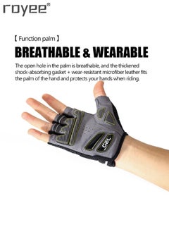 Royee Summer Cycling Gloves Bike Gloves for Men and Women, Breathable Half Finger Mountain Bike Gloves, Liquid Silica Gel Pad Anti-Slip and Shock-Absorbing Bicycle Gloves  - Image 2