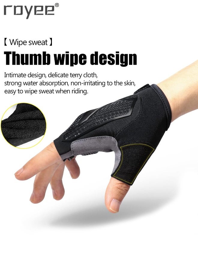 Royee - Summer Cycling Gloves Bike Gloves for Men and Women, Breathable Half Finger Mountain Bike Gloves, Liquid Silica Gel Pad Anti-Slip and Shock-Absorbing Bicycle Gloves - Image 1