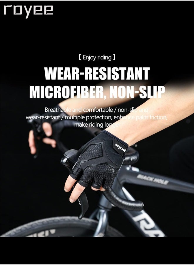 Royee - Summer Cycling Gloves Bike Gloves for Men and Women, Breathable Half Finger Mountain Bike Gloves, Liquid Silica Gel Pad Anti-Slip and Shock-Absorbing Bicycle Gloves - Image 1