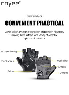 Royee Summer Cycling Gloves Bike Gloves for Men and Women, Breathable Half Finger Mountain Bike Gloves, Liquid Silica Gel Pad Anti-Slip and Shock-Absorbing Bicycle Gloves  - Image 3