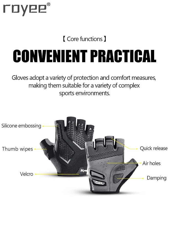 Royee - Summer Cycling Gloves Bike Gloves for Men and Women, Breathable Half Finger Mountain Bike Gloves, Liquid Silica Gel Pad Anti-Slip and Shock-Absorbing Bicycle Gloves - Image 1