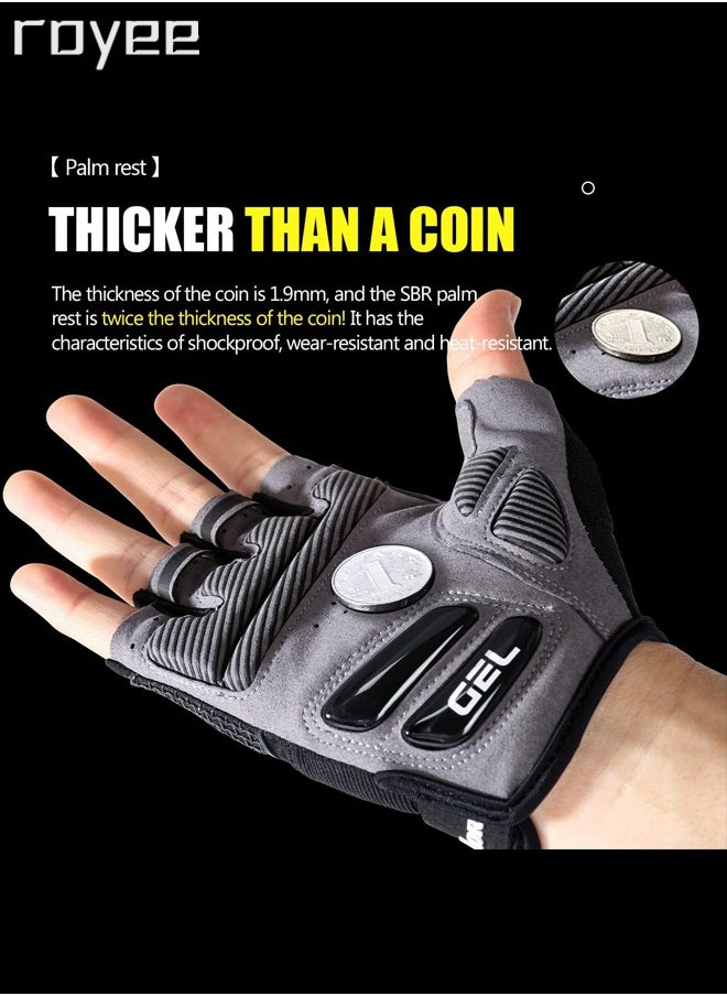 Royee - Summer Cycling Gloves Bike Gloves for Men and Women, Breathable Half Finger Mountain Bike Gloves, Liquid Silica Gel Pad Anti-Slip and Shock-Absorbing Bicycle Gloves - Image 1