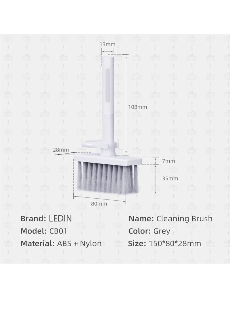 LEDIN 5 in 1 Cleaning Soft Brush Keyboard Cleaner Multi-Function Computer Cleaning Tools Kit Corner Gap Duster Keycap Puller Remover Multi Brush for PC Laptop Airpods Pro Camera Lens (Grey) - Image 3
