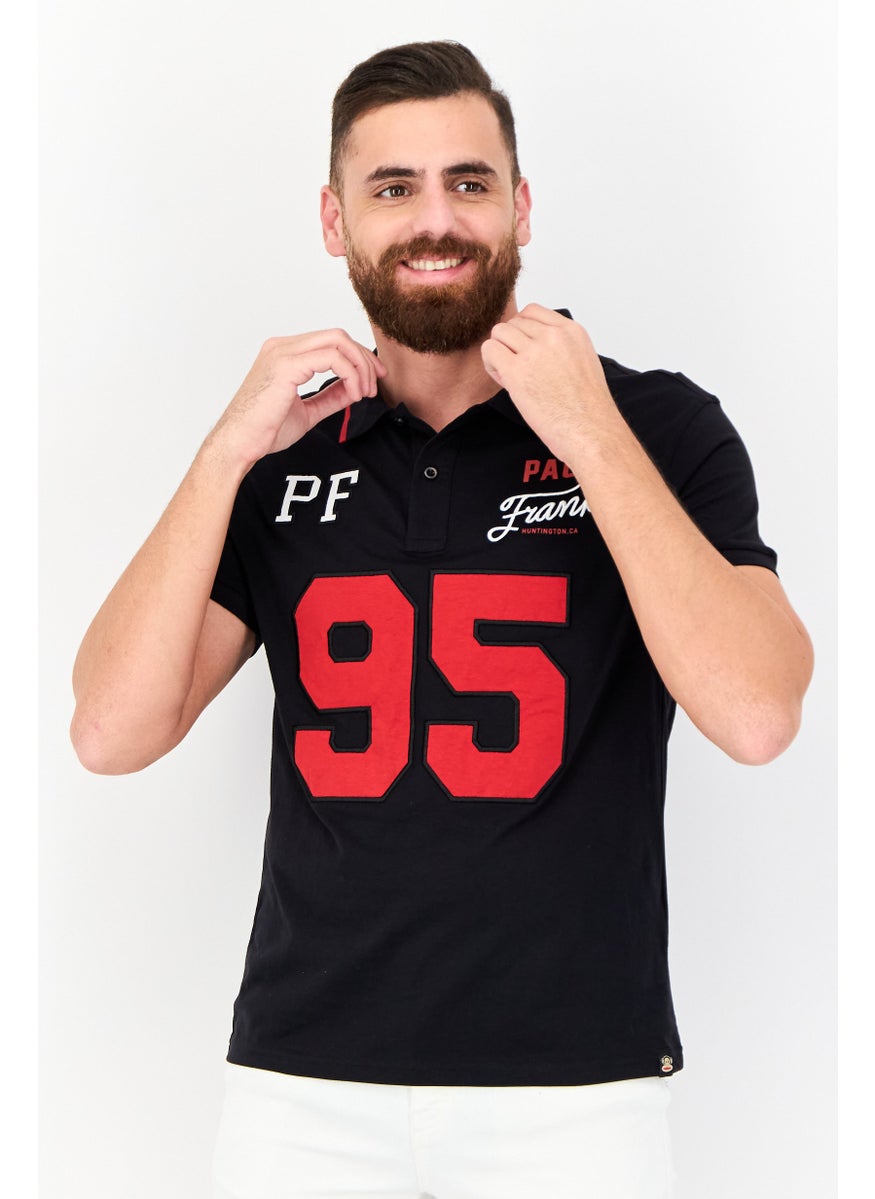 Paul Frank Men Regular Fit Embroidered Short Sleeves Polo Shirt, Black  - Image 1