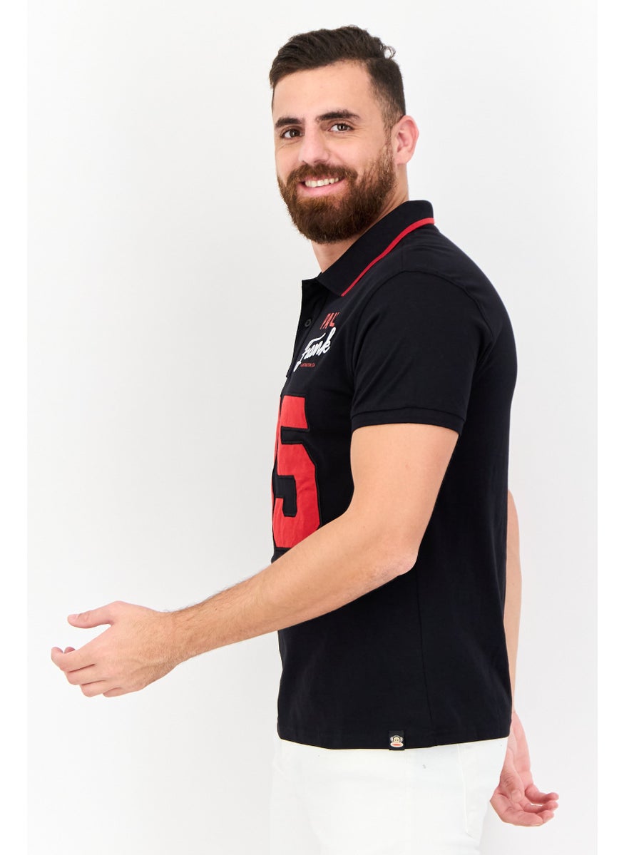Paul Frank Men Regular Fit Embroidered Short Sleeves Polo Shirt, Black  - Image 2
