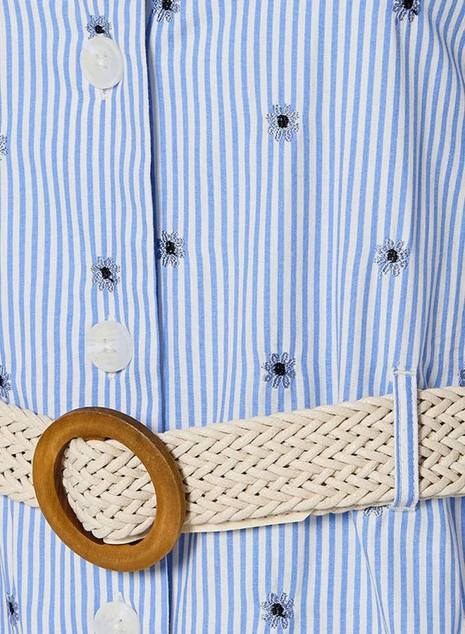 Splash FAV Striped Women Shirt Dress with Belt Cotton
