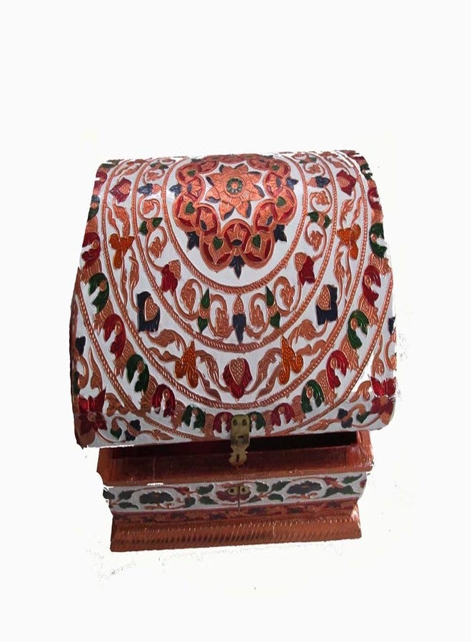 primium quality Home D�cor and Home Decorative Handicrafts Items handicrafts Decorative Arts & Crafts Meenakari Art Work White Metal Round Jewellery Box - Image 1
