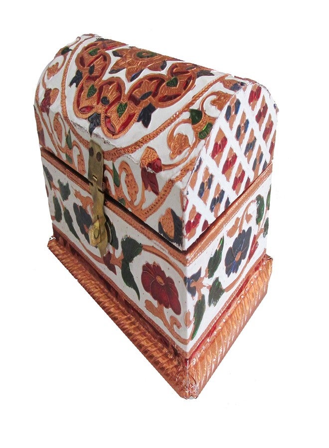 primium quality Home D�cor and Home Decorative Handicrafts Items handicrafts Decorative Arts & Crafts Meenakari Art Work White Metal Round Jewellery Box - Image 3