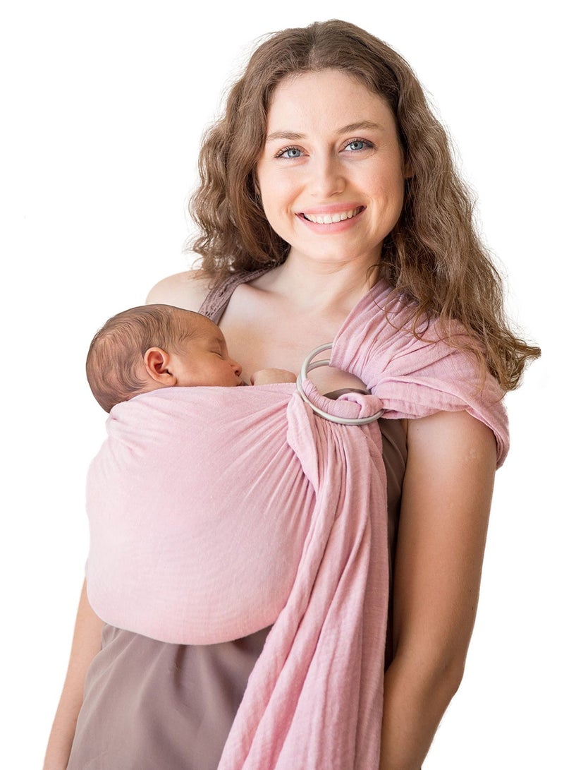 KASTWAVE Baby Carrier Wrap, Baby Sling and Ring Sling Cotton Muslin Infant Carrier, Ring Sling Baby Carrier Front and Chest Newborn Carrier Baby Carrier Wrap, Toddler Carrier (Rose)  - Image 1