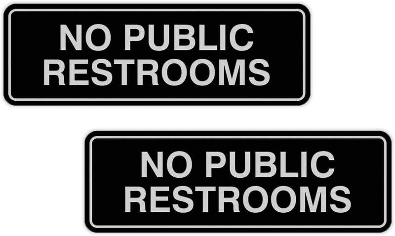 All Quality Standard No Public Restroom Wall or Door Sign | Bathroom Signage - Black/Silver - Small (2 Pack) - Image 1