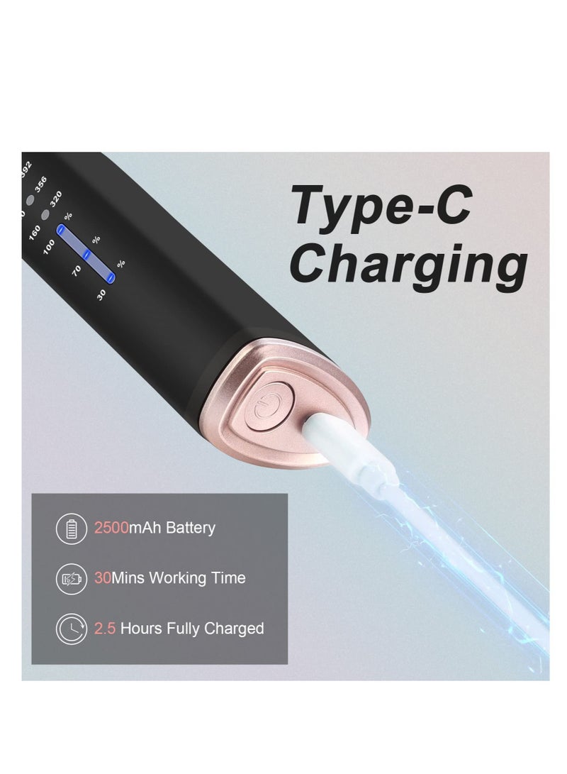 Excefore Cordless Hair Straightener Brush, Mini Portable Hair Straightener Comb, Rechargeable Hot Hair Straightener Brush, with Anti-Scald & 3 Heating Level, for Women Men Home Travel (Black) - Image 5