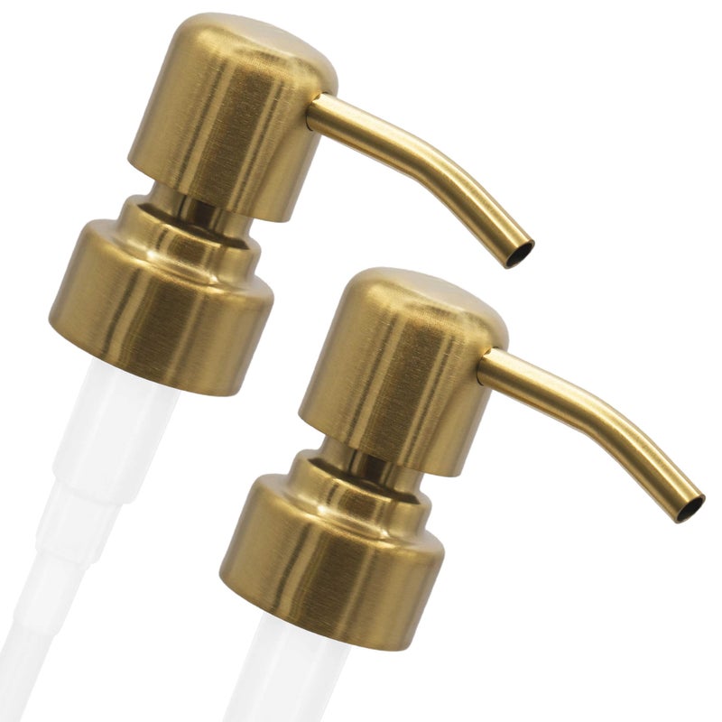 ALTGLAS Twin Pack - 2X Stainless Steel Soap Pump 'Zagreb' as Replacement for Liquid Hand Soap Dispensers (Brushed Gold) - Fits e.g. Jack Bottle - Image 1