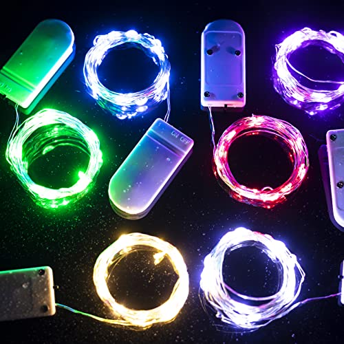 Brightown 12 Pack Led Fairy Lights Battery Operated String Lights Waterproof Silver Wire 7 Feet 20 Led Firefly Starry Moon Lights for DIY Wedding Party Bedroom Patio Christmas (12 Pack, Blue & White) - Image 3