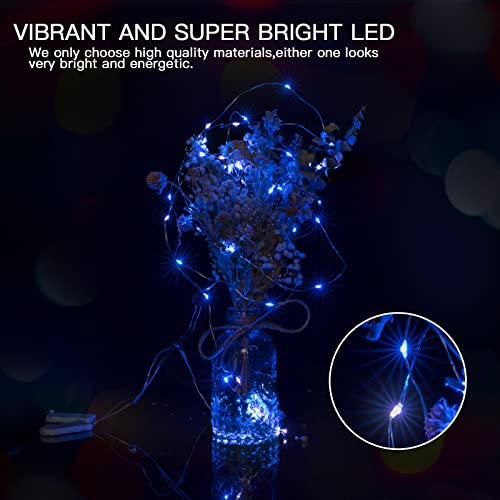Brightown 12 Pack Led Fairy Lights Battery Operated String Lights Waterproof Silver Wire 7 Feet 20 Led Firefly Starry Moon Lights for DIY Wedding Party Bedroom Patio Christmas (12 Pack, Blue & White) - Image 5