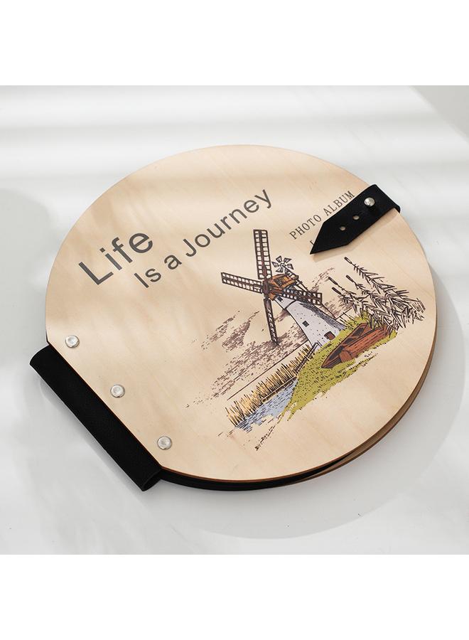 Bluejw Creative DIY Wooden Round Photo Album Album Children's Growth Album Cartoon New Album - Image 1
