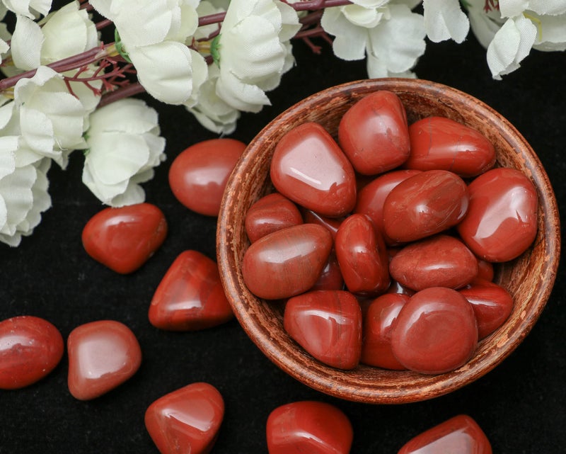 Hindcraft Red Jasper Moonstone Tumbled Stones - Reiki Chakra Healing - Decorative Pebbles & Vase Fillers - Tumble Stone for Jewellery, Reiki Healing, Vastu Correction - Home Office Decor (250 Gram) - Image 1