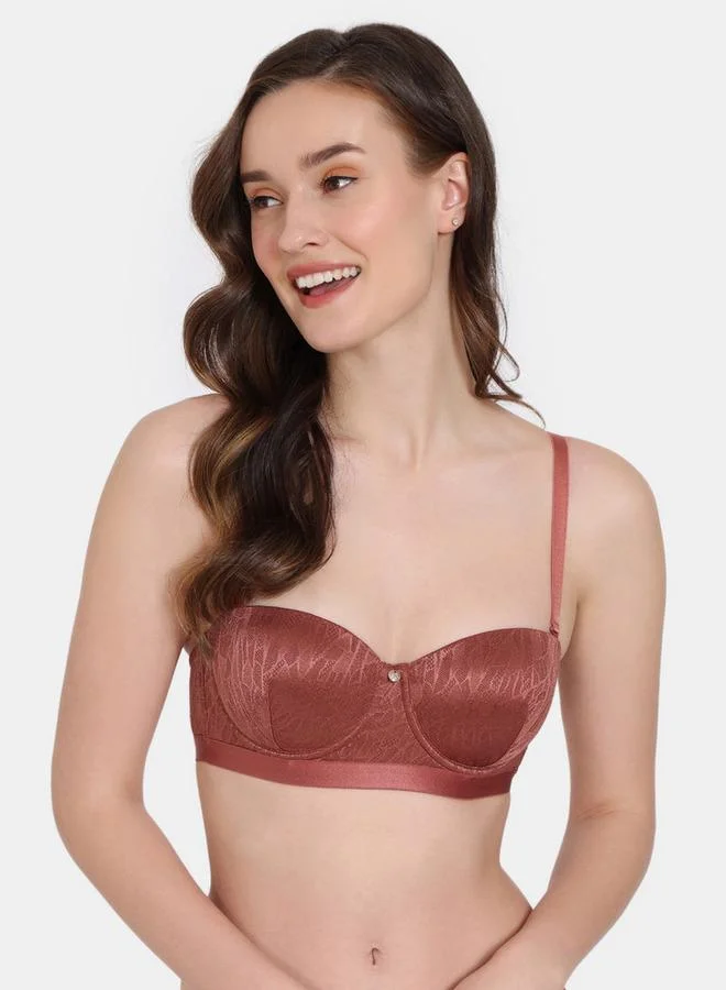 zivame Zivame Textured Balconette Bra with Hook and Eye Closure