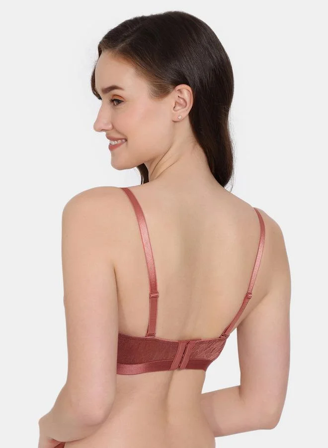 zivame Zivame Textured Balconette Bra with Hook and Eye Closure