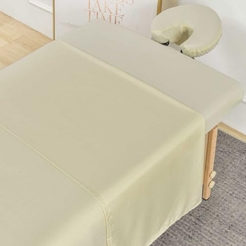 MRJ Soft 3 Piece Set Microfiber Massage Sheet Setfor Massage TablesIncludes Massage Flat SheetMassage Fitted Sheet and Face Rest CoverNatural