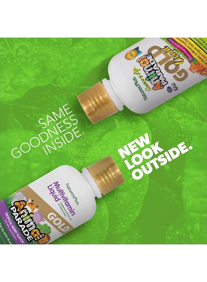 NaturesPlus Natures Plus Animal Parade Gold Children's Liquid Multivitamin - 16 fl oz, Pack of 2 - Natural Tropical Berry Flavor - Gluten Free, Vegan - 64 Total Servings - Image 2