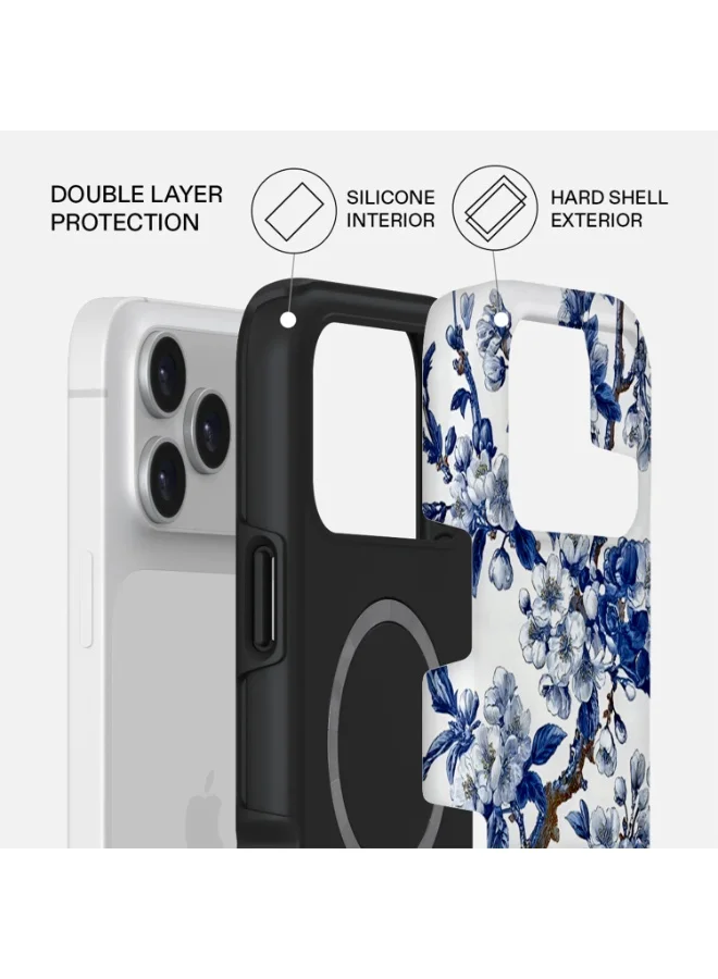 Mobcos Mobcos iPhone 17 Pro Chinoiserie Floral Premium Case Compatible with Hybrid Dual-Layer Hard Shell + Silicone Protection - Scratch-Resistant Shockproof Mobile Cover