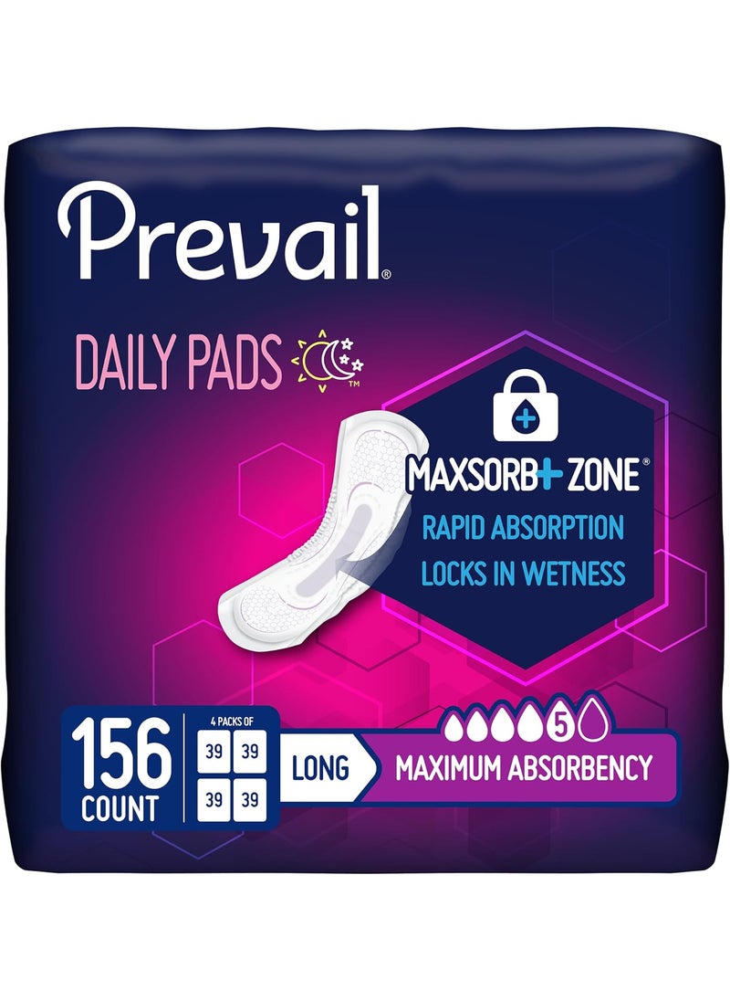 Prevail - Prevail Incontinence Bladder Control Pads for Women, Maximum Absorbency, Long Length, 39 Count (Pack of 4) - Image 1