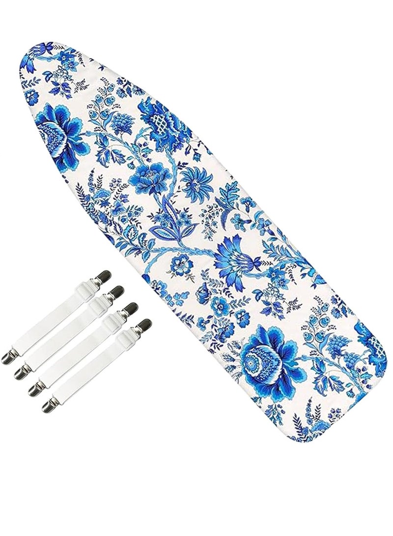 Ironing Board Cover with 5mm Foam 4 Elastic Fasteners 124x45CM 100% Cotton Material, Thick foam Pad Heat Resistant Non Slip Foldable Design Durable stain Resistant iron table cover  - Image 1