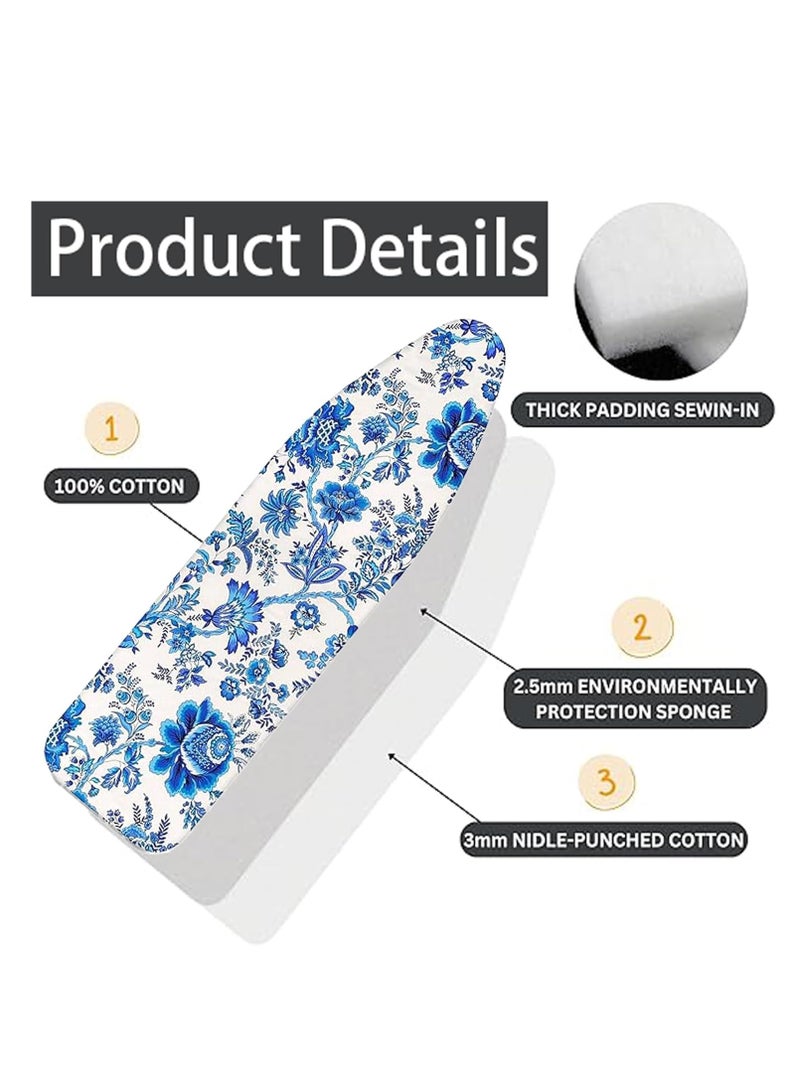 Ironing Board Cover with 5mm Foam 4 Elastic Fasteners 124x45CM 100% Cotton Material, Thick foam Pad Heat Resistant Non Slip Foldable Design Durable stain Resistant iron table cover  - Image 3